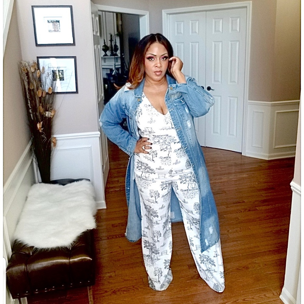 White with Black Print Jumpsuit